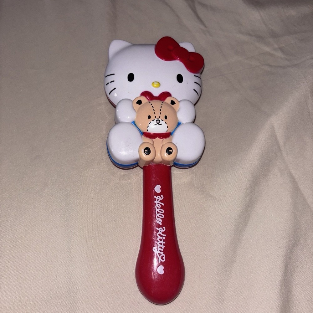 Official Sanrio Hello Kitty Holding Teddy Bear Die-Cut Styling Hairbrush Red